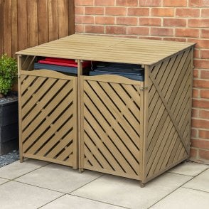 XL Double Wooden Wheelie Bin Storage Shed for 2x 240L (Standard) or 360L (Large) Bins