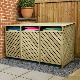 XL Triple Wooden Wheelie Bin Storage Shed for 3x 240L (Standard) or 360L (Large) Bins